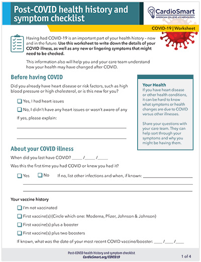 Post-COVID Health History and Symptom Checklist