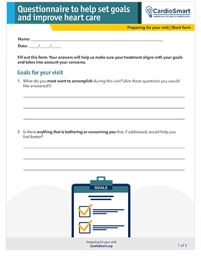 Questionnaire to Help Set Goals and Improve Heart Care (Short Form)