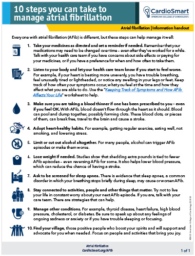 10 Steps You Can Take to Manage Atrial Fibrillation